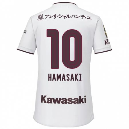 Kandiny Kinder Kento Hamasaki #10 Weiß Rot Auswärtstrikot Trikot 2024/25 T-Shirt