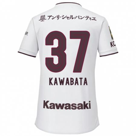 Kandiny Kinder Hyoei Kawabata #37 Weiß Rot Auswärtstrikot Trikot 2024/25 T-Shirt