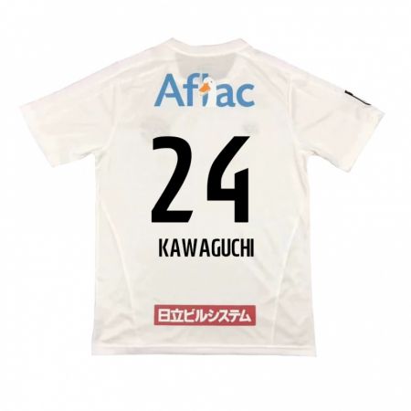 Kandiny Kinder Naoki Kawaguchi #24 Weiß Schwarz Auswärtstrikot Trikot 2024/25 T-Shirt