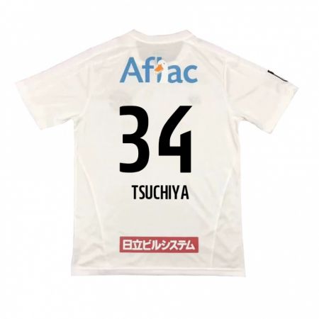 Kandiny Kinder Takumi Tsuchiya #34 Weiß Schwarz Auswärtstrikot Trikot 2024/25 T-Shirt