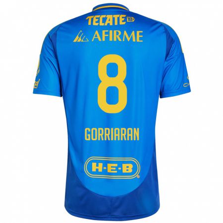 Kandiny Kinder Fernando Gorriarán #8 Blau Gelb Auswärtstrikot Trikot 2024/25 T-Shirt