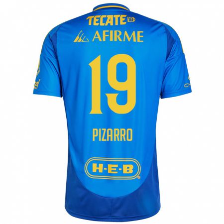 Kandiny Kinder Guido Pizarro #19 Blau Gelb Auswärtstrikot Trikot 2024/25 T-Shirt