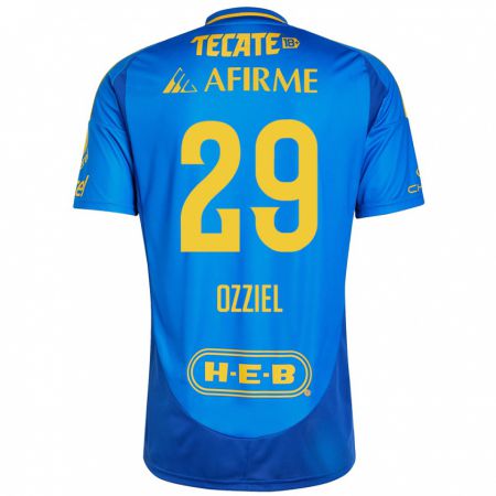 Kandiny Kinder Ozziel Herrera #29 Blau Gelb Auswärtstrikot Trikot 2024/25 T-Shirt