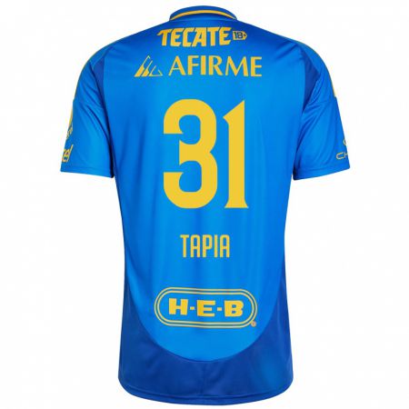 Kandiny Kinder Fernando Tapia #31 Blau Gelb Auswärtstrikot Trikot 2024/25 T-Shirt