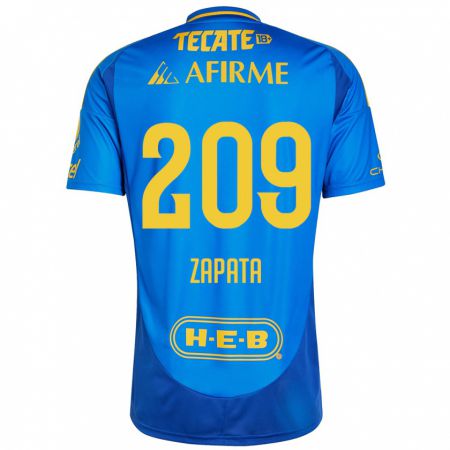 Kandiny Kinder Jorge Zapata #209 Blau Gelb Auswärtstrikot Trikot 2024/25 T-Shirt