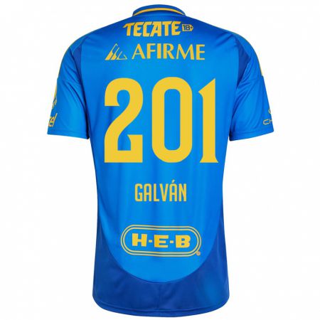 Kandiny Kinder Isac Galván #201 Blau Gelb Auswärtstrikot Trikot 2024/25 T-Shirt