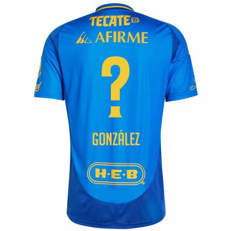 Kandiny Kinder Fernando González #0 Blau Gelb Auswärtstrikot Trikot 2024/25 T-Shirt