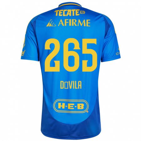 Kandiny Kinder Emiliano Dávila #265 Blau Gelb Auswärtstrikot Trikot 2024/25 T-Shirt