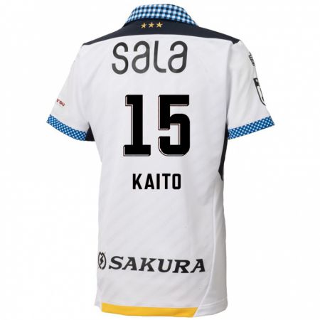 Kandiny Kinder Kaito Suzuki #15 Weiß Schwarz Auswärtstrikot Trikot 2024/25 T-Shirt