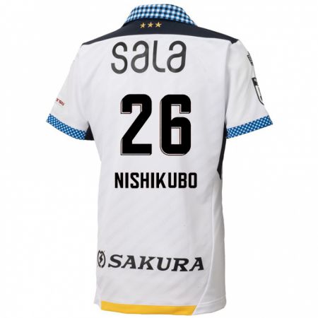 Kandiny Kinder Shunsuke Nishikubo #26 Weiß Schwarz Auswärtstrikot Trikot 2024/25 T-Shirt