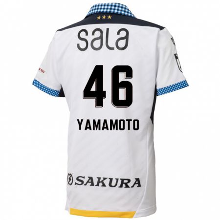 Kandiny Kinder Shota Yamamoto #46 Weiß Schwarz Auswärtstrikot Trikot 2024/25 T-Shirt