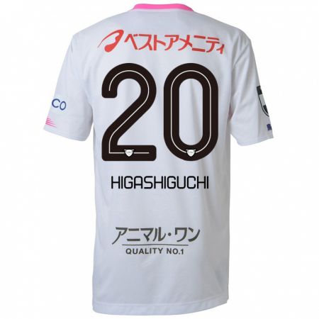 Kandiny Kinder Aitaro Higashiguchi #20 Weiß Blau Rosa Auswärtstrikot Trikot 2024/25 T-Shirt