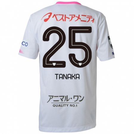 Kandiny Kinder Yuto Tanaka #25 Weiß Blau Rosa Auswärtstrikot Trikot 2024/25 T-Shirt