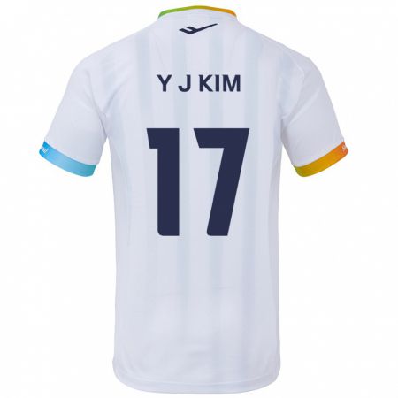 Kandiny Kinder Jin-Ya Kim #17 Weiß Blau Auswärtstrikot Trikot 2024/25 T-Shirt