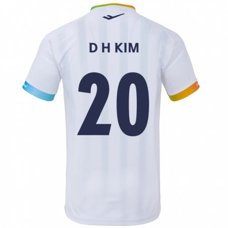 Kandiny Kinder Hyeon-Deok Kim #20 Weiß Blau Auswärtstrikot Trikot 2024/25 T-Shirt