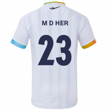 Kandiny Kinder Dong-Min Her #23 Weiß Blau Auswärtstrikot Trikot 2024/25 T-Shirt