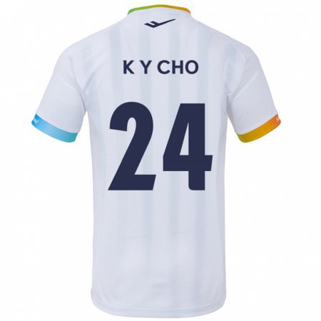 Kandiny Kinder Young-Kwang Cho #24 Weiß Blau Auswärtstrikot Trikot 2024/25 T-Shirt