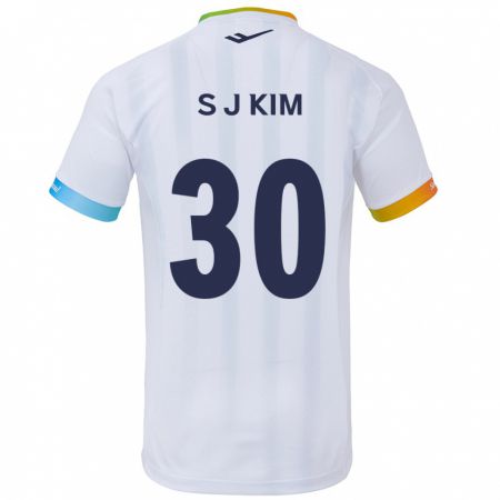 Kandiny Kinder Ju-Sung Kim #30 Weiß Blau Auswärtstrikot Trikot 2024/25 T-Shirt