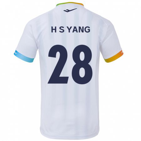 Kandiny Kinder Seung-Hyeon Yang #28 Weiß Blau Auswärtstrikot Trikot 2024/25 T-Shirt