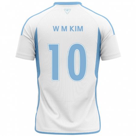 Kandiny Kinder Min-Woo Kim #10 Weiß Blau Auswärtstrikot Trikot 2024/25 T-Shirt