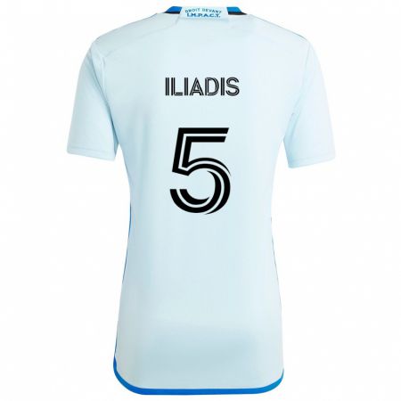 Kandiny Kinder Ilias Iliadis #5 Eisblau Auswärtstrikot Trikot 2024/25 T-Shirt