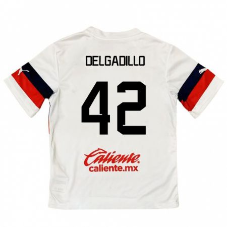 Kandiny Kinder Diego Delgadillo #42 Weiß Rot Auswärtstrikot Trikot 2024/25 T-Shirt