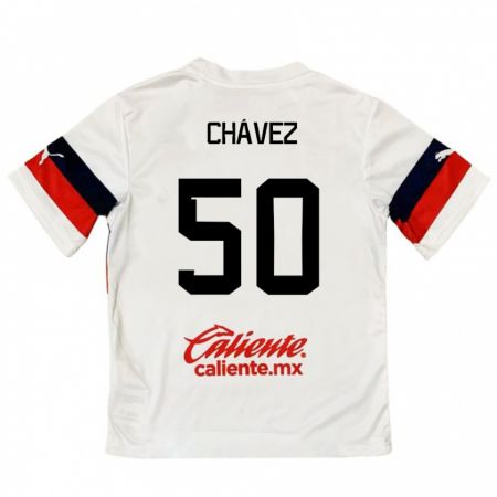 Kandiny Kinder Mateo Chávez #50 Weiß Rot Auswärtstrikot Trikot 2024/25 T-Shirt