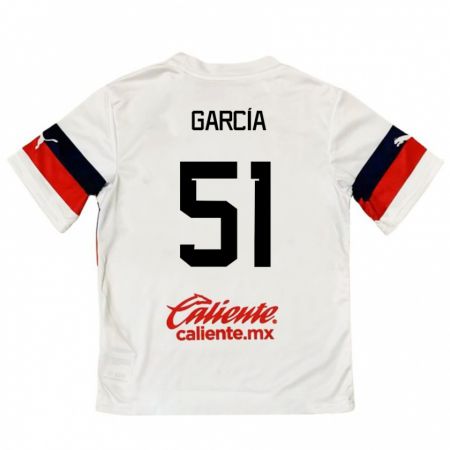 Kandiny Kinder Eduardo García #51 Weiß Rot Auswärtstrikot Trikot 2024/25 T-Shirt