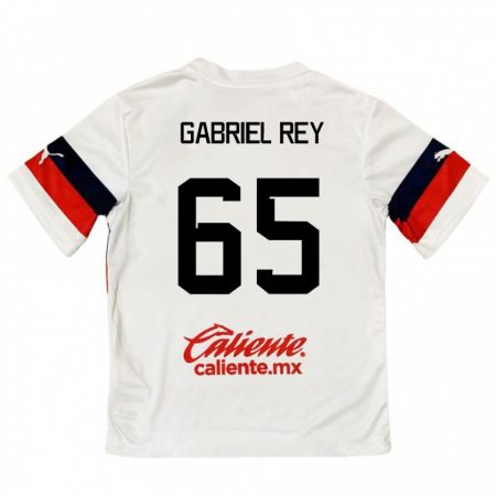 Kandiny Kinder Luis Gabriel Rey #65 Weiß Rot Auswärtstrikot Trikot 2024/25 T-Shirt