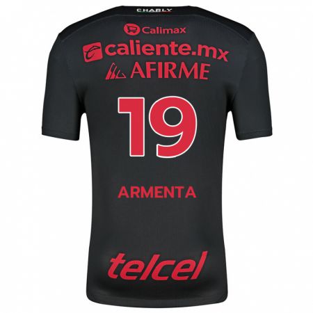 Kandiny Herren Eduardo Armenta #19 Schwarz Rot Heimtrikot Trikot 2024/25 T-Shirt