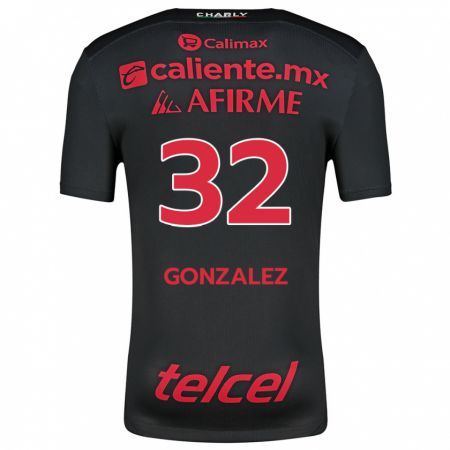 Kandiny Herren Carlos González #32 Schwarz Rot Heimtrikot Trikot 2024/25 T-Shirt