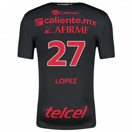 Kandiny Herren Victoria López #27 Schwarz Rot Heimtrikot Trikot 2024/25 T-Shirt