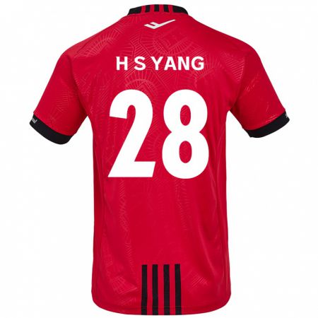 Kandiny Herren Seung-Hyeon Yang #28 Rot Schwarz Heimtrikot Trikot 2024/25 T-Shirt