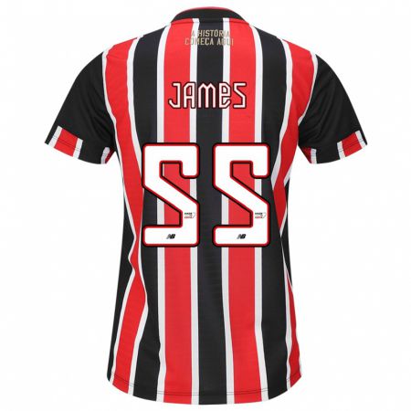 Kandiny Herren James Rodríguez #55 Schwarz Rot Weiß Auswärtstrikot Trikot 2024/25 T-Shirt