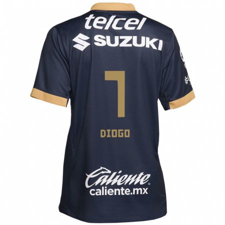 Kandiny Herren Diogo #7 Obsidian Gold Weiß Auswärtstrikot Trikot 2024/25 T-Shirt