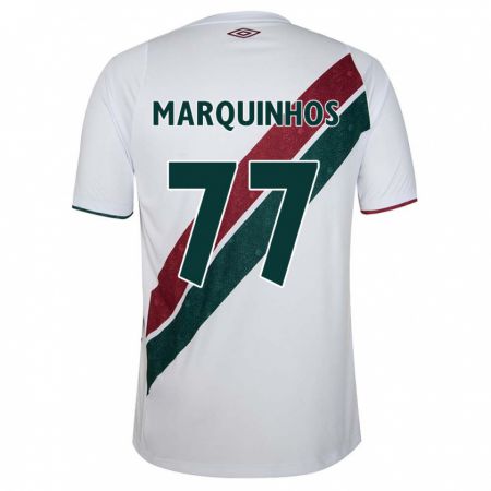 Kandiny Herren Marquinhos #77 Weiß Grün Kastanienbraun Auswärtstrikot Trikot 2024/25 T-Shirt