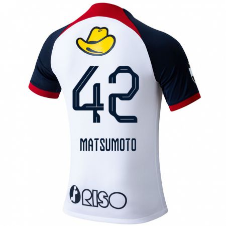 Kandiny Herren Haruto Matsumoto #42 Weiß Blau Rot Auswärtstrikot Trikot 2024/25 T-Shirt