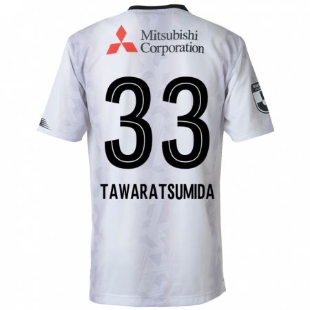 Kandiny Herren Kota Tawaratsumida #33 Weiß Schwarz Auswärtstrikot Trikot 2024/25 T-Shirt