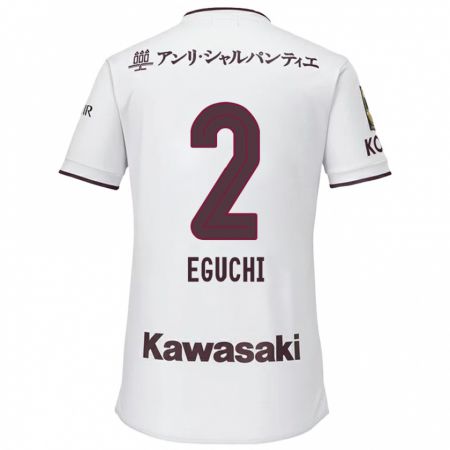 Kandiny Herren Takuma Eguchi #2 Weiß Rot Auswärtstrikot Trikot 2024/25 T-Shirt