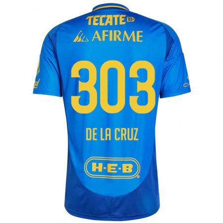 Kandiny Herren Erick De La Cruz #303 Blau Gelb Auswärtstrikot Trikot 2024/25 T-Shirt