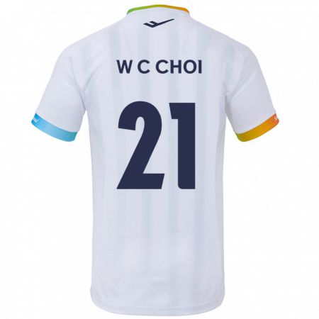 Kandiny Herren Cheol-Won Choi #21 Weiß Blau Auswärtstrikot Trikot 2024/25 T-Shirt