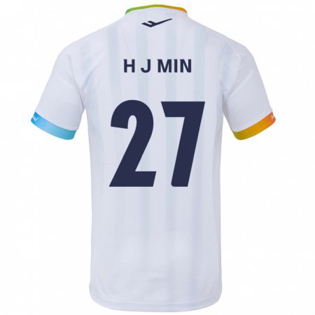 Kandiny Herren Ji-Hoon Min #27 Weiß Blau Auswärtstrikot Trikot 2024/25 T-Shirt