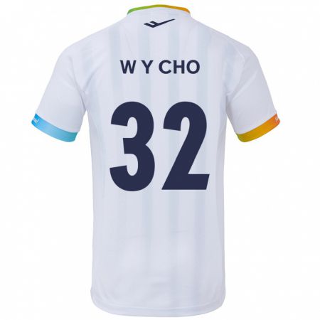 Kandiny Herren Young-Wook Cho #32 Weiß Blau Auswärtstrikot Trikot 2024/25 T-Shirt