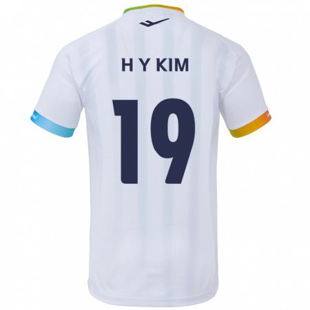 Kandiny Herren Yong-Hyuk Kim #19 Weiß Blau Auswärtstrikot Trikot 2024/25 T-Shirt