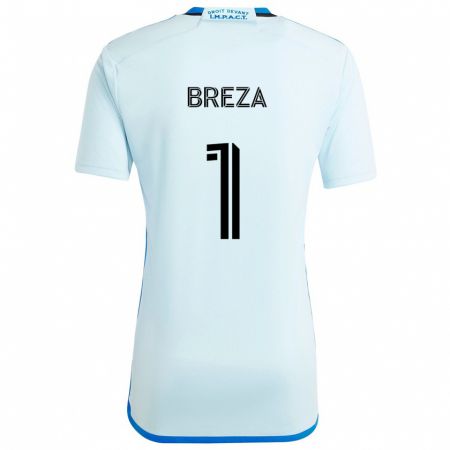 Kandiny Herren Sebastian Breza #1 Eisblau Auswärtstrikot Trikot 2024/25 T-Shirt