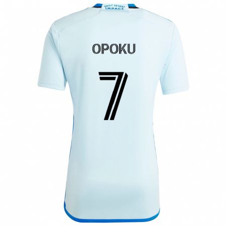 Kandiny Herren Kwadwo Opoku #7 Eisblau Auswärtstrikot Trikot 2024/25 T-Shirt