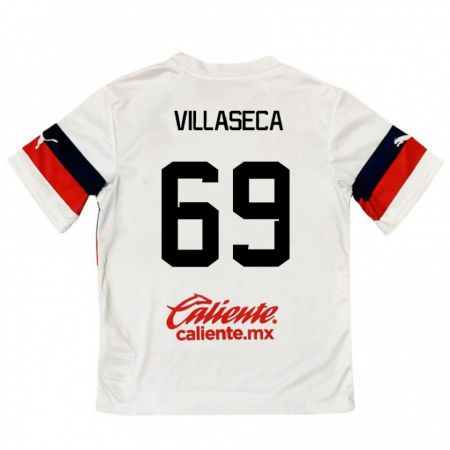 Kandiny Herren Daniel Villaseca #69 Weiß Rot Auswärtstrikot Trikot 2024/25 T-Shirt