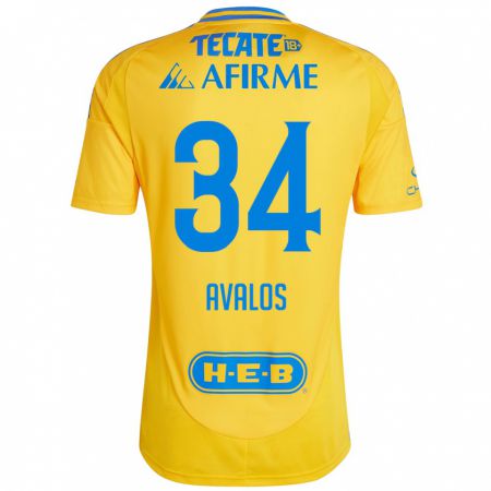 Kandiny Damen Erick Avalos #34 Goldgelb Heimtrikot Trikot 2024/25 T-Shirt