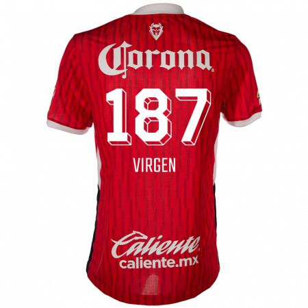 Kandiny Damen Oswaldo Virgen #187 Rot-Weiss Heimtrikot Trikot 2024/25 T-Shirt