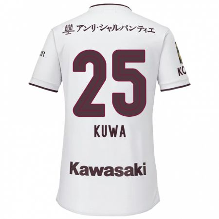 Kandiny Damen Yuya Kuwasaki #25 Weiß Rot Auswärtstrikot Trikot 2024/25 T-Shirt